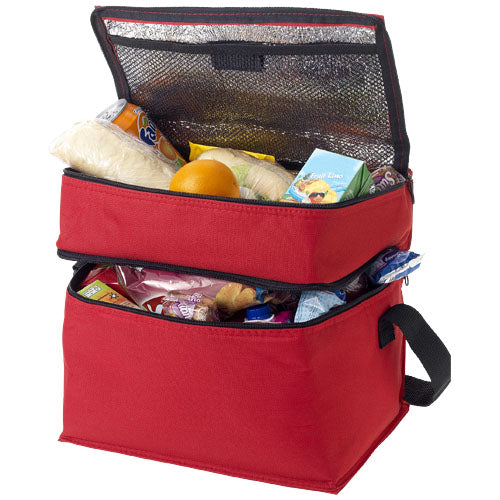 Rote Oslo Kühltasche 13L mit offenem Deckel, individuell bedruckbar, ideal für Picknicks, Signalshop.de Werbeartikel.