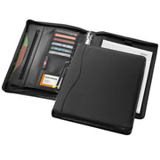 Schwarze Ebony A4 Aktenmappe aus Leder mit Fächern, individuell gestaltbar, von Signalshop.de; Werbeartikel, Werbegeschenke.