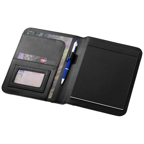 Ebony A5 Schreibmappe in Schwarz, individuell mit Logo bedruckbar, ideal als Werbeartikel bei Signalshop.de