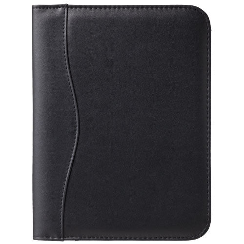 Schwarze Ebony A5 Schreibmappe aus Leder von Signalshop.de, individuell mit Logo bedruckbar, Werbeartikel, Werbemittel.