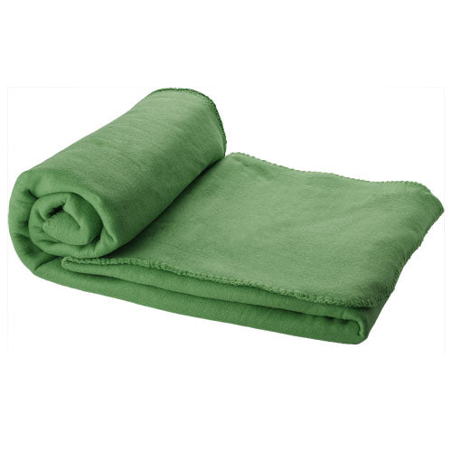 Grüne Huggy Fleecedecke 150x120 cm, individuell gestaltbar, von Signalshop.de; Werbeartikel, Werbegeschenke, Werbemittel, Giveaway.