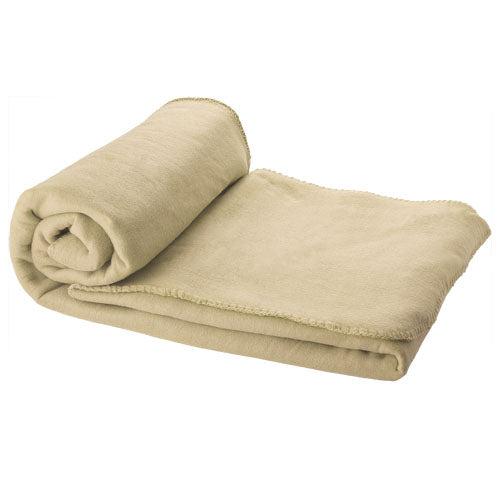 Huggy Fleecedecke 150x120 cm in Beige, individuell bedruckbar, ideal als Werbeartikel von Signalshop.de.