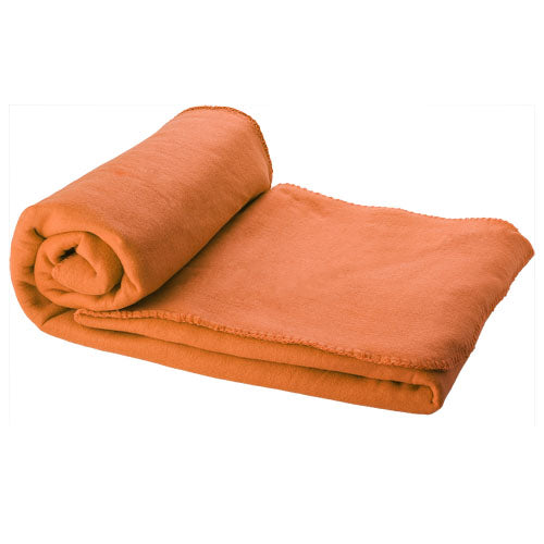 Orange Fleece-Plaid 150x120 cm von Signalshop.de, individuell gestaltbar als Werbeartikel oder Giveaway.
