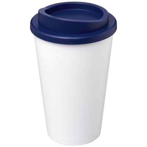 Americano® 350 ml Isolierbecher, weiß mit blauem Deckel, individuell bedruckbar, Signalshop.de, Werbeartikel, Giveaway.