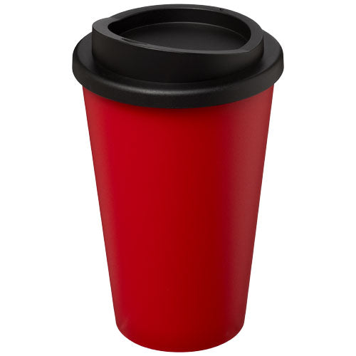 Roter Americano® 350 ml Isolierbecher mit schwarzem Deckel, individuell mit Logo bedruckbar, Signalshop.de Werbeartikel.