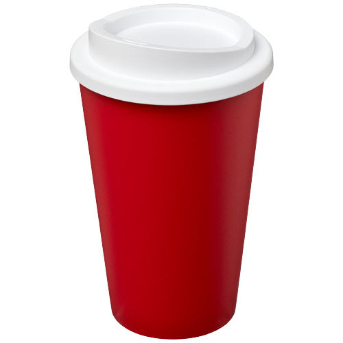 Roter Americano® 350 ml Isolierbecher mit weißem Deckel, individuell bedruckbar, erhältlich bei Signalshop.de für Werbeartikel und Werbegeschenke.