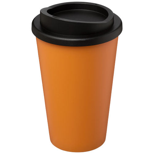 Orange Americano® 350 ml Isolierbecher mit schwarzem Deckel, individuell gestaltbar, Signalshop.de Werbeartikel