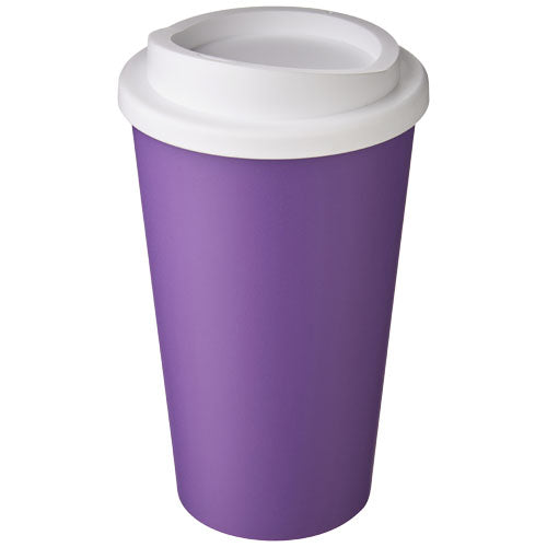 Lila Americano® 350 ml Isolierbecher mit weißem Deckel, individuell bedruckbar, ideal für Werbeartikel bei Signalshop.de.