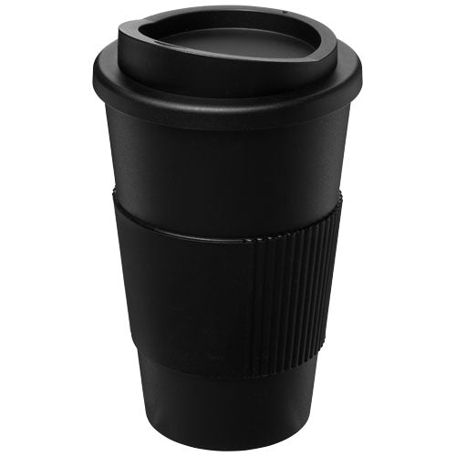 Schwarzer Americano® 350 ml Isolierbecher mit Schutzring, individuell bedruckbar, Signalshop.de Werbeartikel