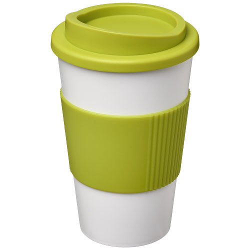 Americano® 350 ml Isolierbecher, weiß mit grünem Schutzring, individuell bedruckt, von Signalshop.de, Werbeartikel, Werbegeschenke, Werbemittel, Giveaway.