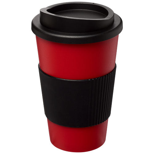 Roter Americano® 350 ml Isolierbecher mit schwarzem Schutzring, individuell bedruckbar, Signalshop.de Werbeartikel, Giveaway.