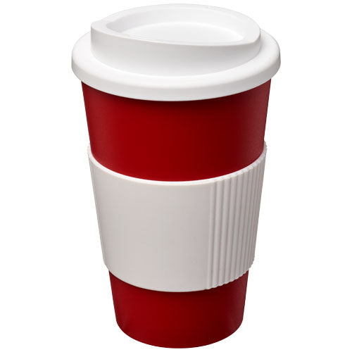 Roter Americano® 350 ml Isolierbecher aus Kunststoff mit weißem Schutzring, individuell bedruckbar, Signalshop.de, Werbeartikel, Werbegeschenke, Werbemittel, Giveaway.