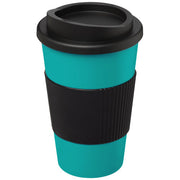 Türkiser Americano® 350 ml Isolierbecher mit schwarzem Schutzring, individuell mit Logo bedruckbar, Signalshop.de Werbeartikel, Werbegeschenke, Werbemittel, Giveaway.