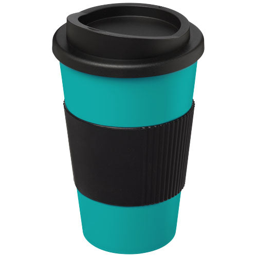 Türkiser Americano® 350 ml Isolierbecher mit schwarzem Schutzring, individuell mit Logo bedruckbar, Signalshop.de Werbeartikel, Werbegeschenke, Werbemittel, Giveaway.