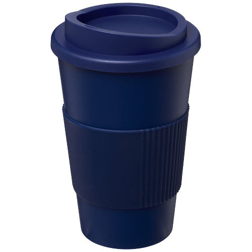 Blauer Americano® 350 ml Isobecher mit Schutzring, individuell bedruckbar, Signalshop.de Werbeartikel