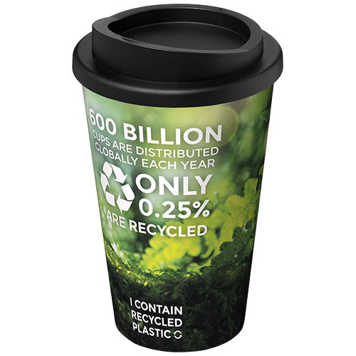 Brite-Americano® 350 ml Isolierbecher aus Kunststoff, schwarz-grün, individuell bedruckbar, Signalshop.de Werbeartikel