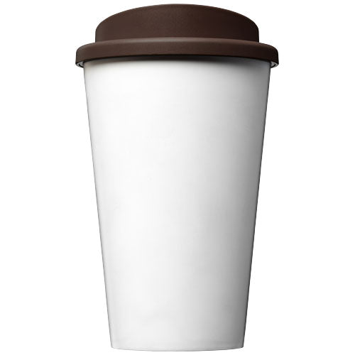 Brite-Americano® 350 ml Isolierbecher, weiß mit braunem Deckel, individuell bedruckbar, Signalshop.de Werbeartikel