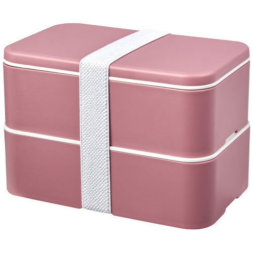 MIYO Renew Doppel-Lunchbox aus recyceltem Zuckerrohr, rosa, individuell bedruckbar, bei Signalshop.de Werbeartikel.