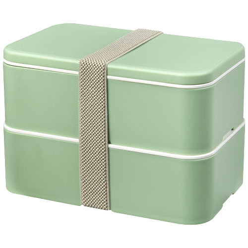 Grüne MIYO Renew Doppel-Lunchbox aus recyceltem Zuckerrohr, individuell gestaltbar, Signalshop.de Werbeartikel.