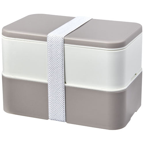 MIYO Renew Doppel-Lunchbox aus recyceltem Zuckerrohr, beige, individuell gestaltbar, Signalshop.de Werbeartikel