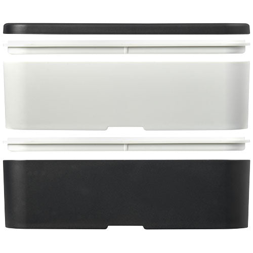 MIYO Renew Doppel-Lunchbox aus recyceltem Zuckerrohr, individuell gestaltbar, erhältlich bei Signalshop.de. Werbeartikel, Werbegeschenke, Werbemittel, Giveaway.