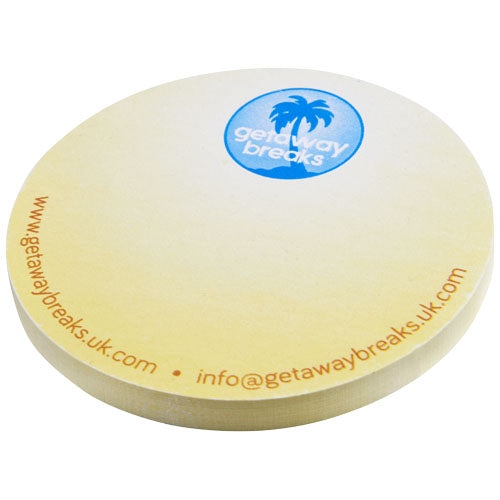 Runde recycelte Haftnotizen Sticky-Mate® mit Logo bedruckt von Signalshop.de, ideal als Werbeartikel.
