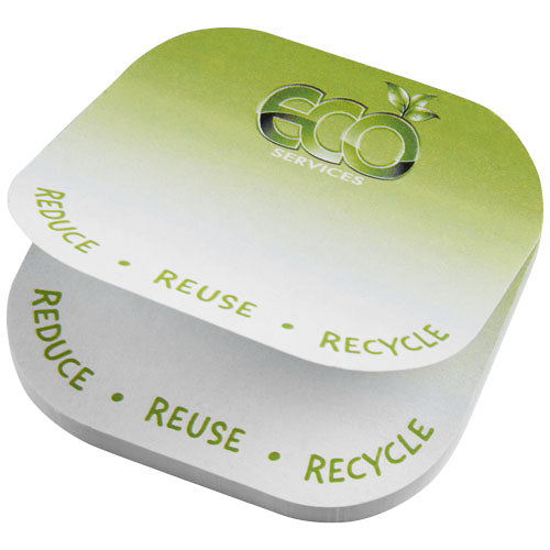 Sticky-Mate® recycelte Haftnotizen mit runden Ecken, grün-weiß, individuell bedruckt, Signalshop.de Werbeartikel