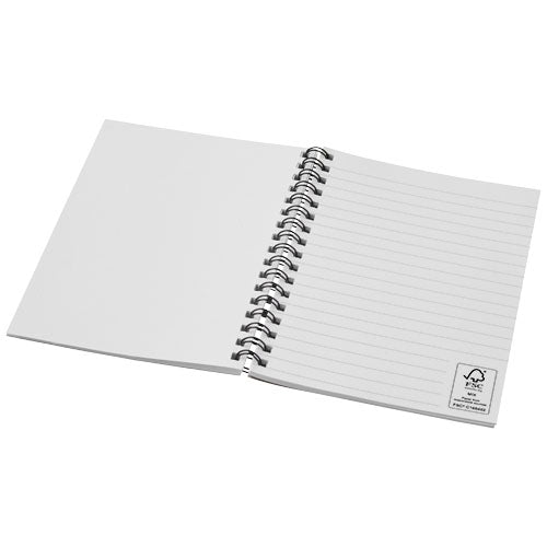 A6 Notizbuch mit Spiralbindung, individuell gestaltbar, nachhaltig, erhältlich bei Signalshop.de als Werbeartikel.