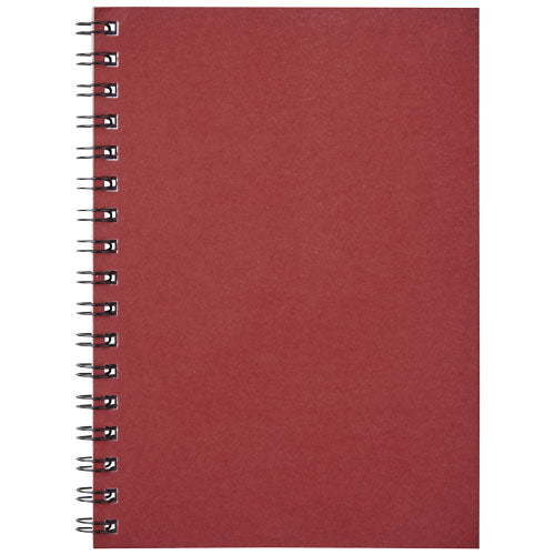 Rotes A6 Notizbuch mit Spiralbindung, individuell mit Logo gestaltbar, nachhaltig, Signalshop.de Werbeartikel.