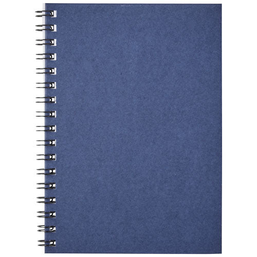 Blaues Desk-Mate A6 Notizbuch mit Spiralbindung, individuell mit Logo gestaltbar, Signalshop.de Werbeartikel