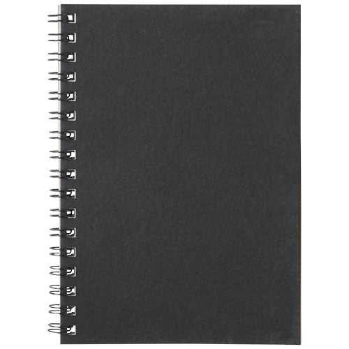 Schwarzes A6 Spiral-Notizbuch, recycelt, individuell bedruckbar, Signalshop.de Werbeartikel, Werbegeschenke.
