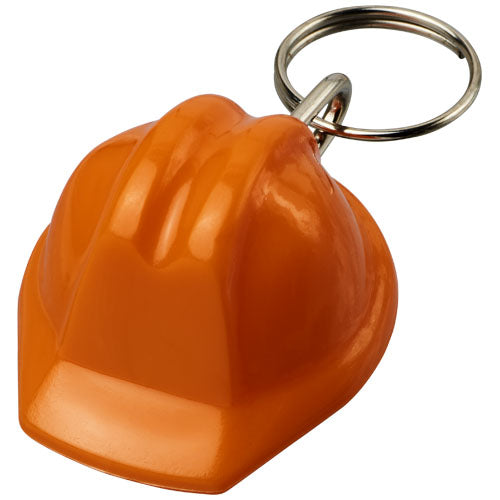 Oranger Schutzhelm-Schlüsselanhänger aus recyceltem Material, individuell gestaltbar, von Signalshop.de, Werbeartikel.