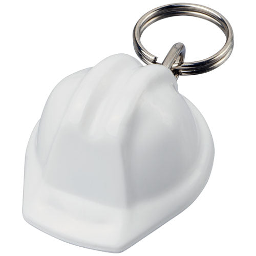 Weißer Kolt Schutzhelm Schlüsselanhänger aus recyceltem Material, individuell gestaltbar, Signalshop.de Werbegeschenke.