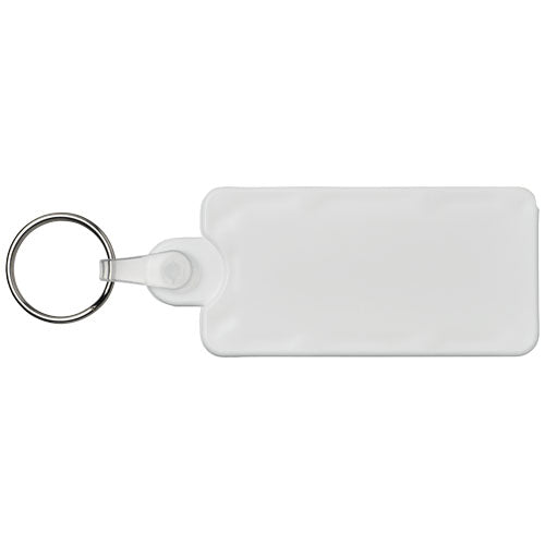 Weißer Kym Reifenprofilmesser Schlüsselanhänger aus recyceltem Material, individuell bedruckbar, Signalshop.de Werbeartikel.