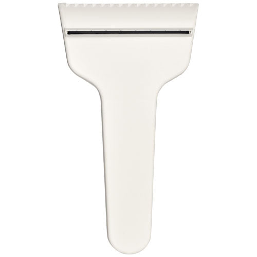 Weißer Shiver T-förmiger Eiskratzer aus recyceltem Material, bedruckbar mit Logo, erhältlich bei Signalshop.de als Werbeartikel, Werbegeschenk, Werbemittel, Giveaway.