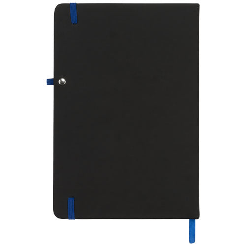 Noir A5 Notizbuch in Schwarz mit blauen Akzenten, individuell gestaltbar, Signalshop.de Werbeartikel.