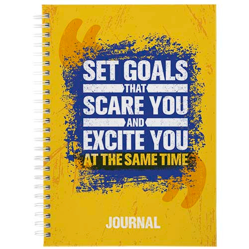 Desk-Mate® A5 Hardcover Journal in Gelb mit Spiralbindung, individualisierbar mit Logo, bei Signalshop.de erhältlich.