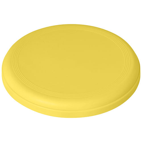 Gelber recycelter Frisbee, individuell bedruckbar, von Signalshop.de. Perfekt als nachhaltiges Werbegeschenk.