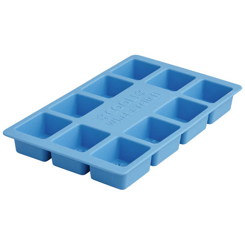 Blauer individuell gestaltbarer Eiswürfelbehälter von Signalshop.de, idealer Werbeartikel für Getränke.