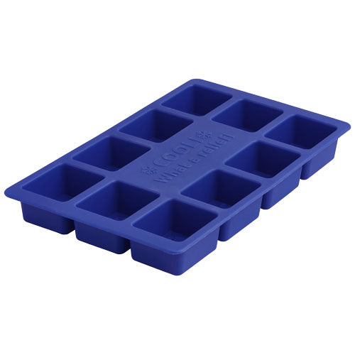 Blauer, individuell gestaltbarer Eiswürfelbehälter aus Silikon von Signalshop.de, ideal als Werbeartikel.