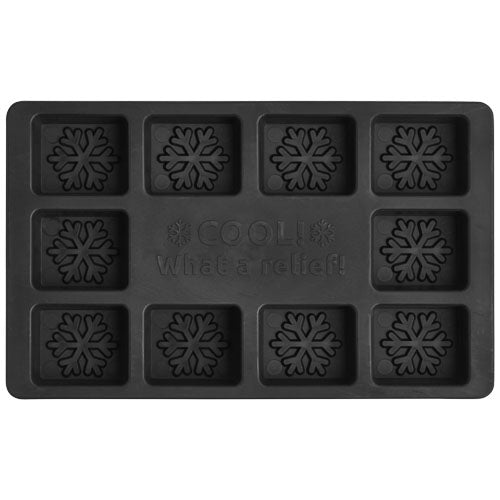 Schwarzer Chill Eiswürfelbehälter mit Schneeflockenform, individuell gestaltbar, Signalshop.de Werbeartikel.