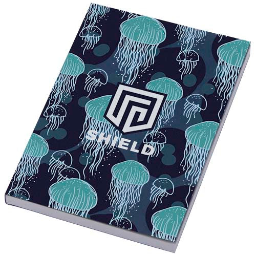 Novella Austen A6 Softcover Notizbuch mit Quallen-Design, individuell bedruckt, Signalshop.de Werbegeschenke.
