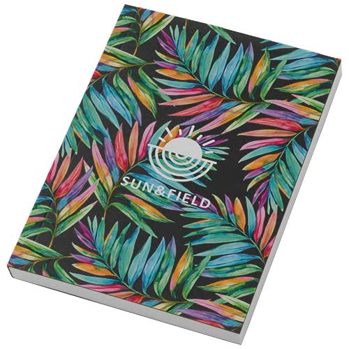 Novella Austen A6 Softcover Notizbuch mit tropischem Design, individuell bedruckt bei Signalshop.de, Werbeartikel.