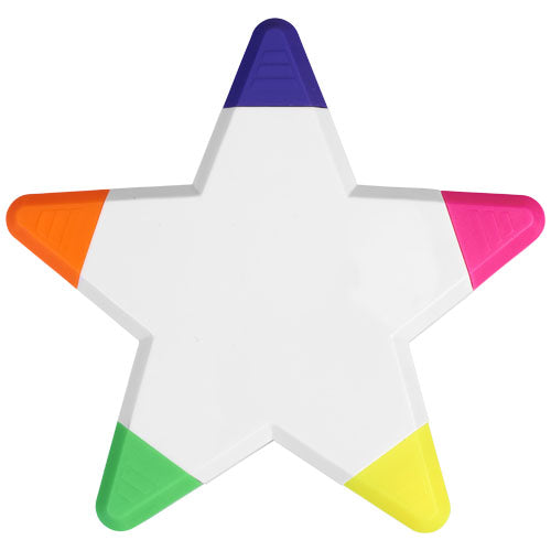 Solvig Stern Marker in Weiß, sternförmig, mit bunten Spitzen, individuell gestaltbar, erhältlich bei Signalshop.de; Werbeartikel, Werbegeschenke, Werbemittel, Giveaway.
