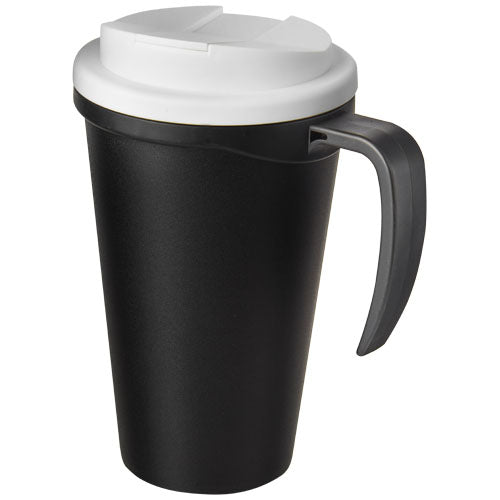 Schwarzer Americano® Grande 350 ml Isolierbecher mit weißem Deckel, individuell bedruckbar, Signalshop.de Werbeartikel.