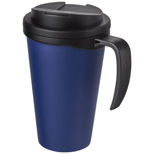 Blauer Americano® Grande 350 ml Isolierbecher mit schwarzem Schraubverschluss, individuell bedruckbar bei Signalshop.de, ideal als Werbeartikel.