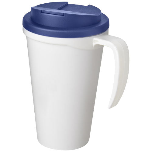 Weißer Americano® Grande 350 ml Isolierbecher mit blauem Deckel, auslaufsicher, individuell bedruckbar bei Signalshop.de, ideal als Werbeartikel, Werbegeschenk, Werbemittel, Giveaway.