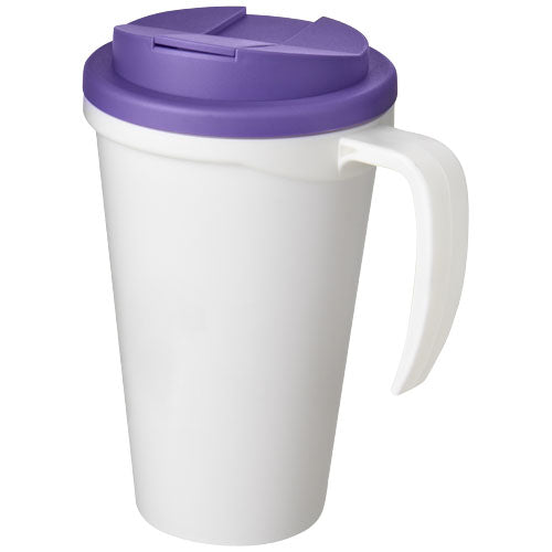 Weißer Americano® Grande 350 ml Thermobecher mit lila Deckel, auslaufsicher, individuell bedruckbar, Signalshop.de, Werbeartikel.