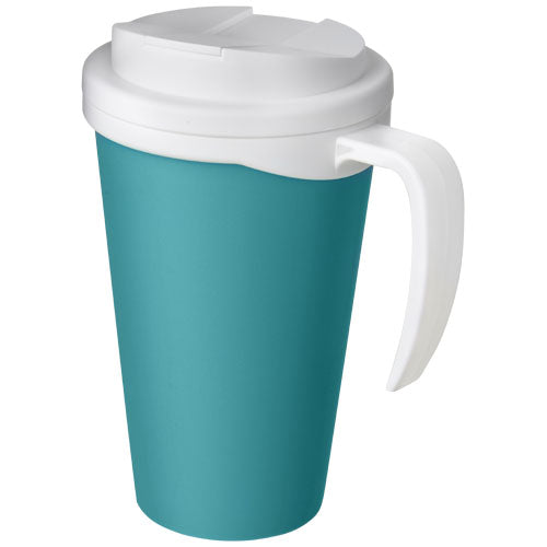 Türkiser Americano® Grande 350 ml Isolierbecher mit weißem Schraubverschluss, individualisierbar mit Logo von Signalshop.de; ideal als Werbeartikel, Werbegeschenk, Werbemittel oder Giveaway.