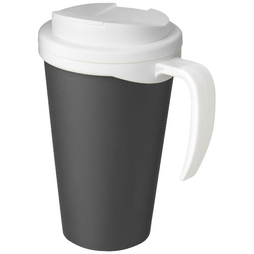 Schwarzer Americano® Grande 350 ml Isolierbecher mit weißem Schraubverschluss, individuell mit Logo bedruckbar, Signalshop.de Werbeartikel.